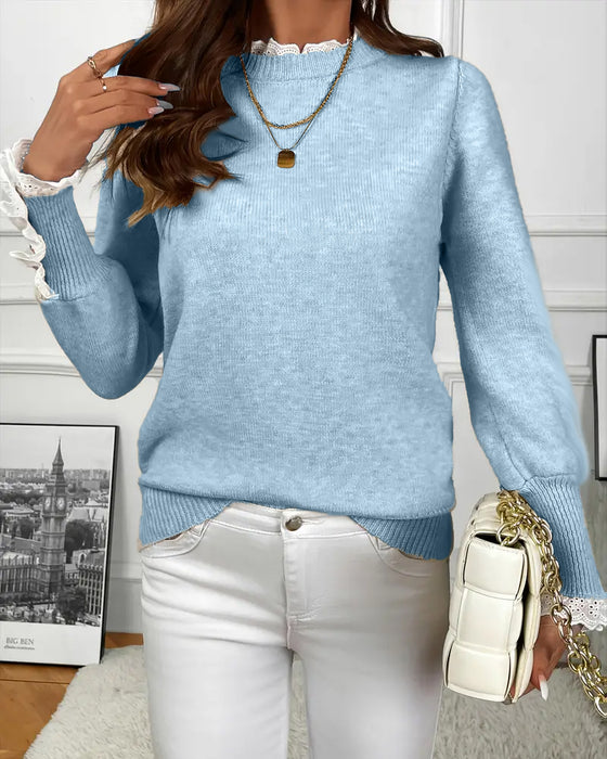 Elegant Lace-Trimmed Sweater