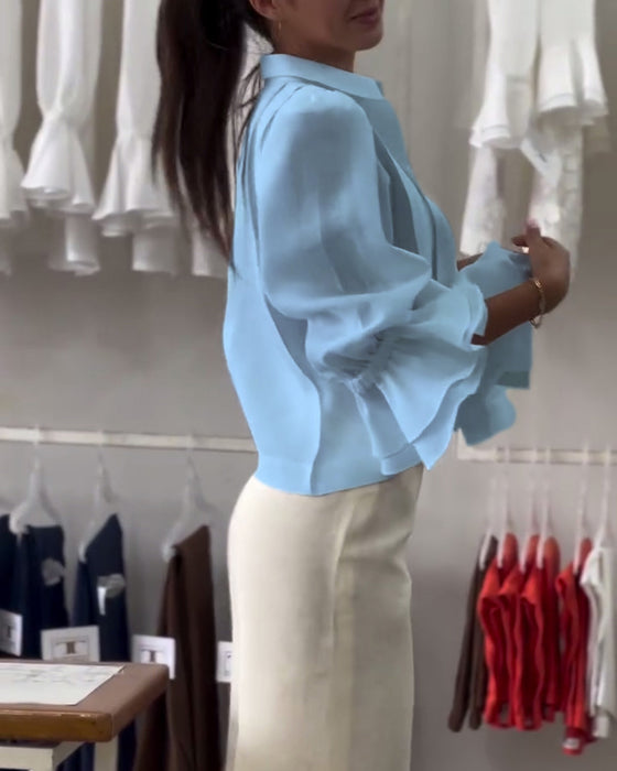 Puff Sleeve Ruffle Shirt