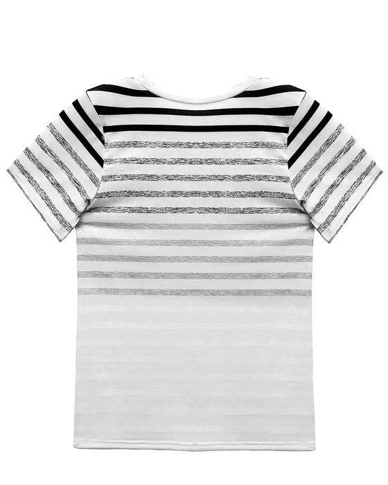 Round Neck Short Sleeve Striped T-Shirt