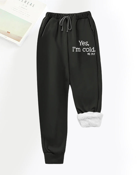 Letter printed fleece casual pants