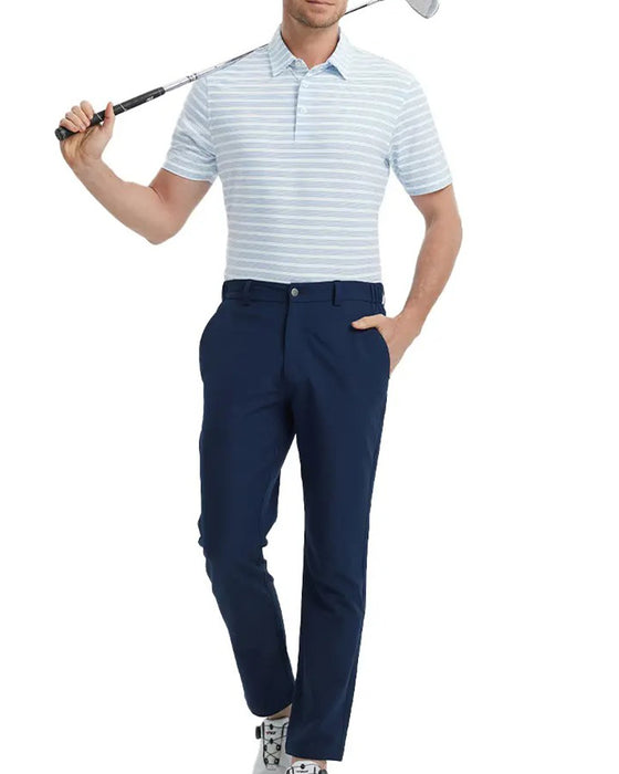 Lapel Blue And White Fine Stripe T-Shirt