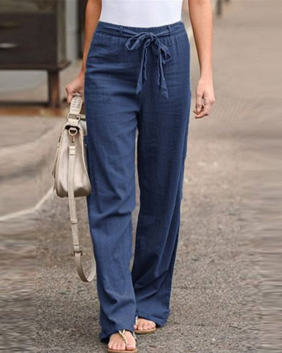 Elasticated waist straight-leg pants