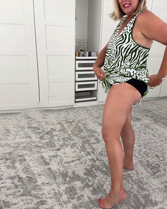 Zebra Print Slim Fit Swimsuit