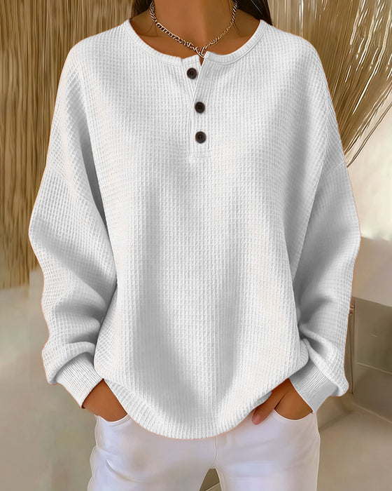 Fashionable Casual Solid Color Long-Sleeved Sweatshirt