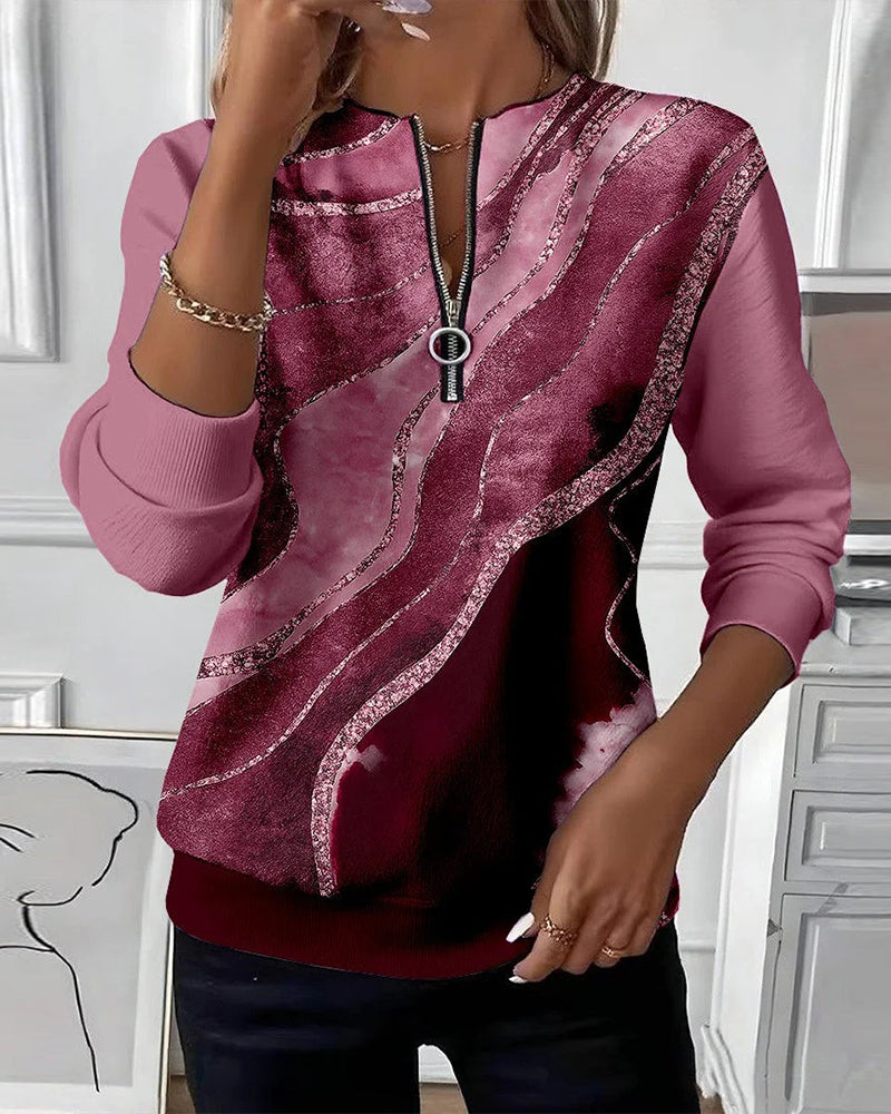 Half-Zip Vintage Print Sweatshirt