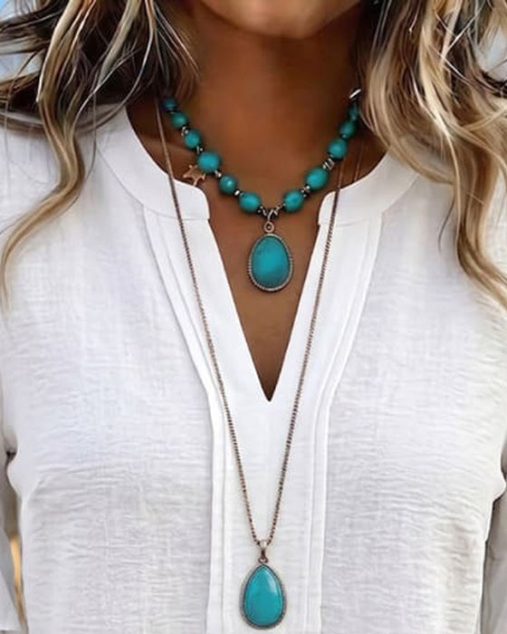 V-Neck Tiered Ruffle Sleeve Blouse