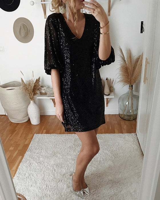 Sequin V-neck party Dress