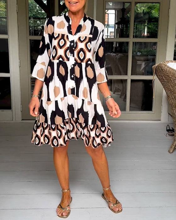 Printed 3/4 sleeve dress