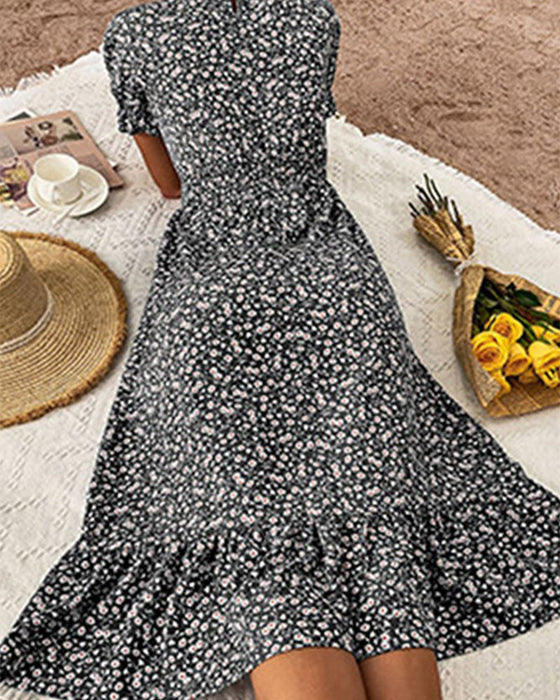 Puff sleeve v neck dress