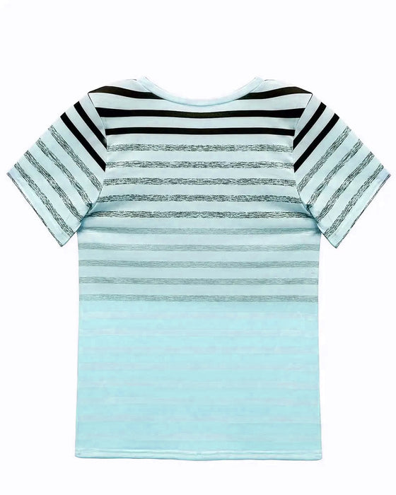 Round Neck Short Sleeve Striped T-Shirt