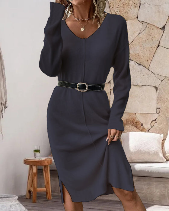 Elegant Dress with V-Neck