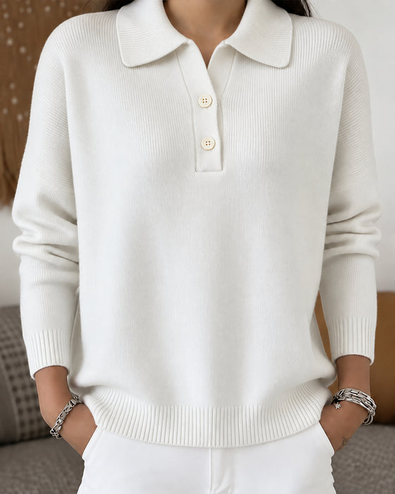 Half-Placket Button Casual Pullover