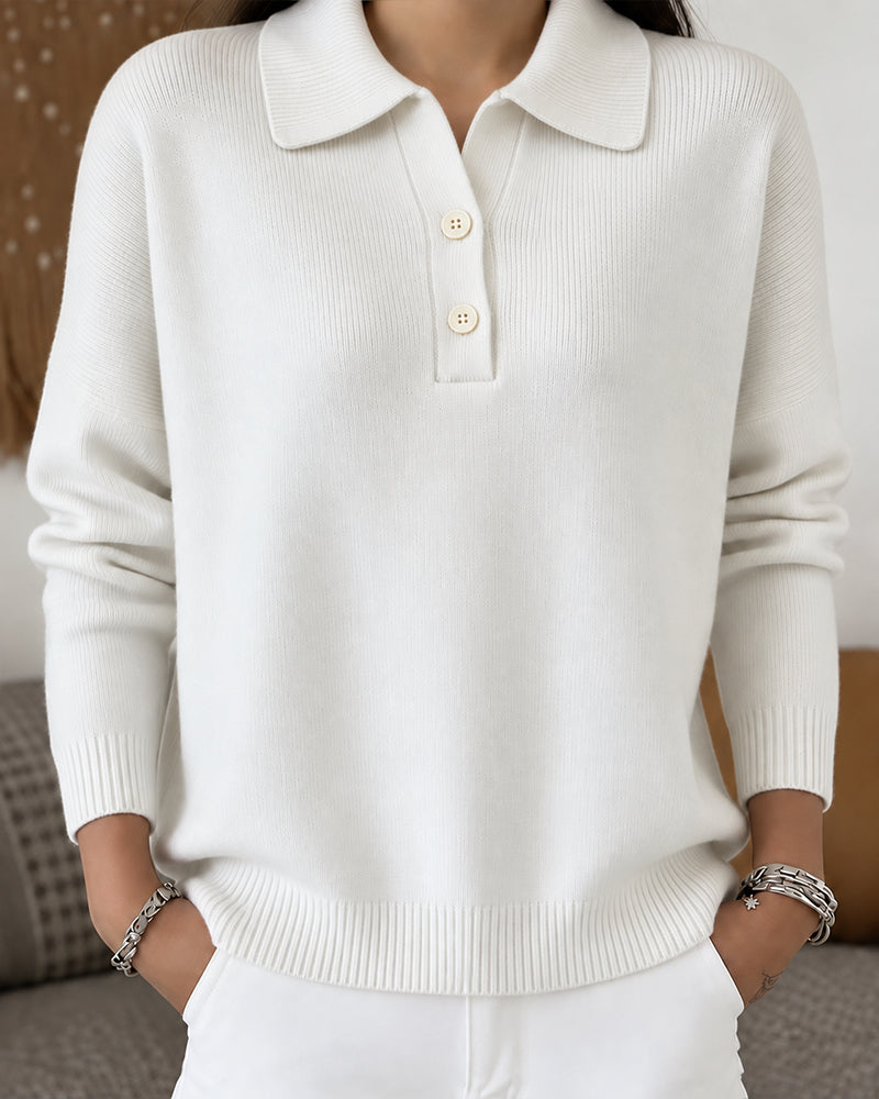 Half-Placket Button Casual Pullover