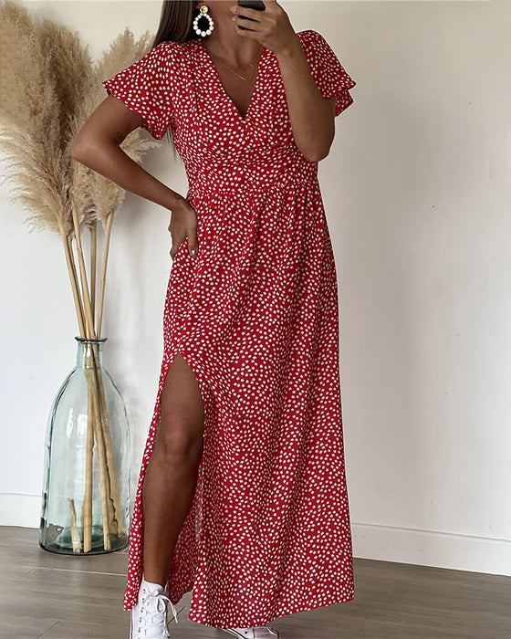 Printd v-neck maxi dress