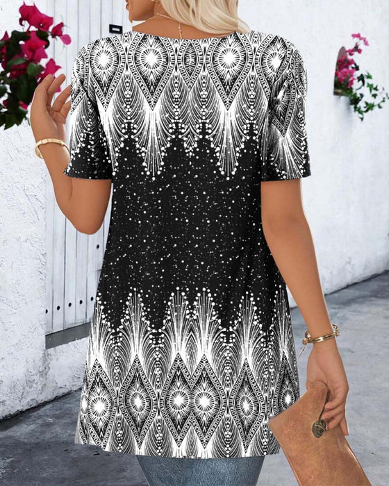 Irregular Short-Sleeved Positioning Fake Two-Piece Blouse