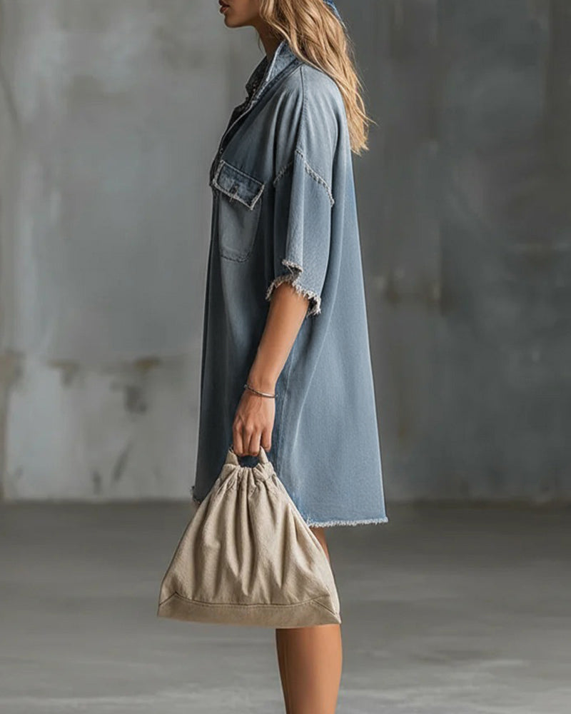 Casual Lapel Denim Dress