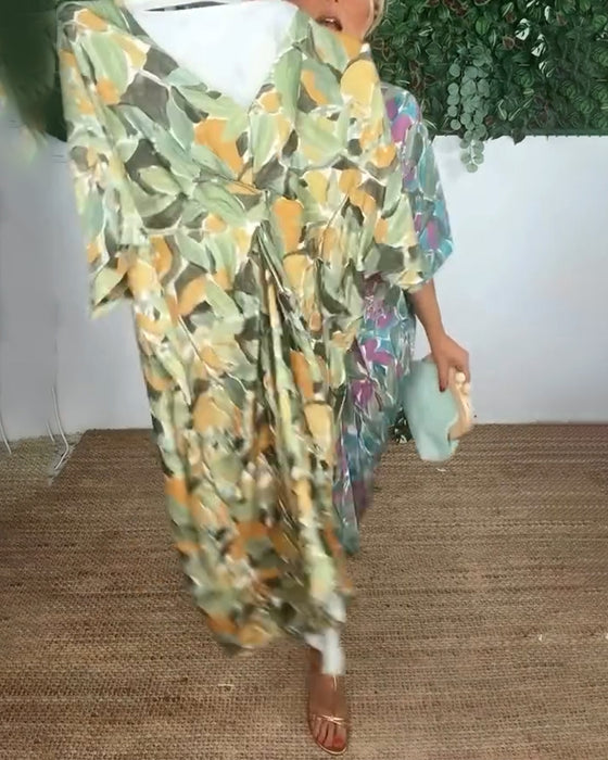 V-Neck Twist Print Dress