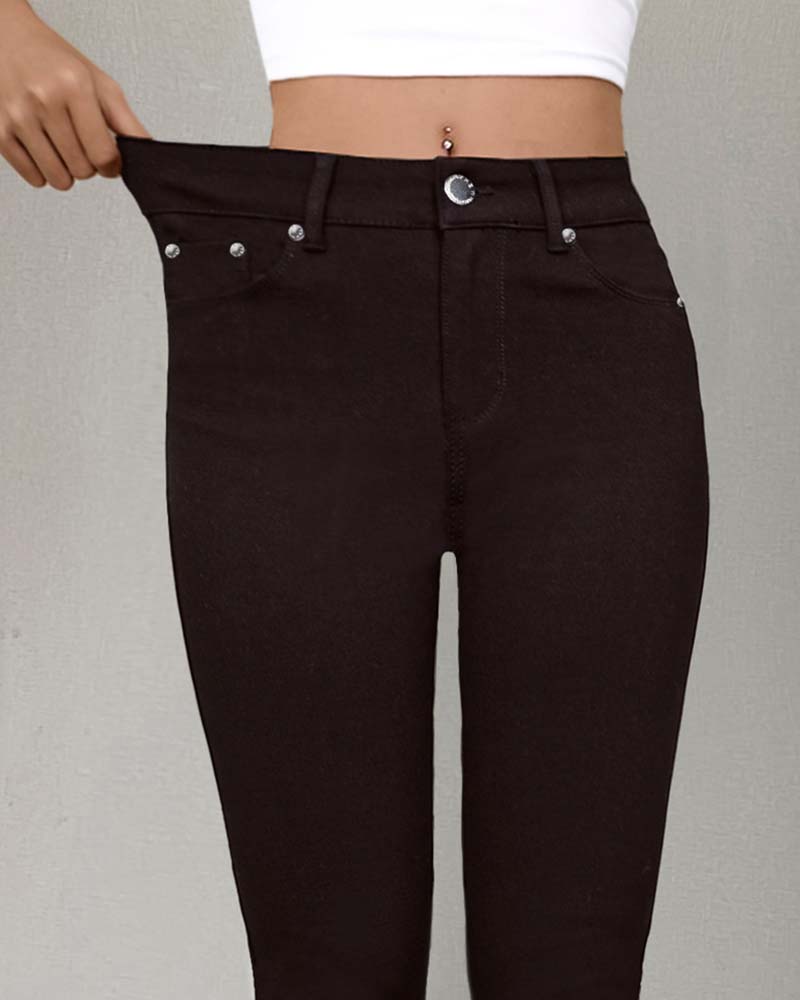 Women's Pocket Solid Skinny Casual Pant