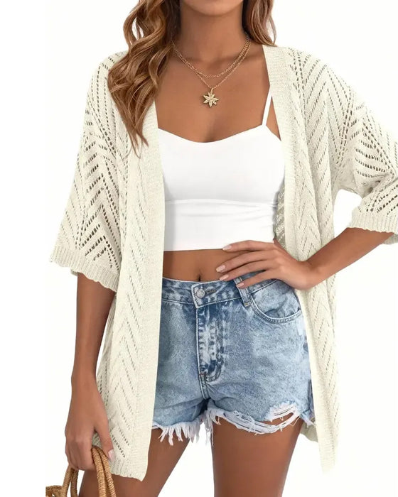 Cutout Loose Open Cardigan