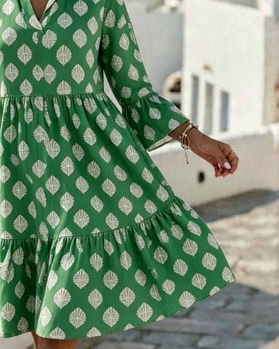 V-Neck Printed Dress