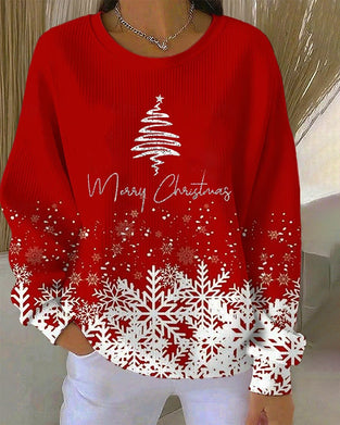 Christmas Tree Print Crew Neck Sweatshirt