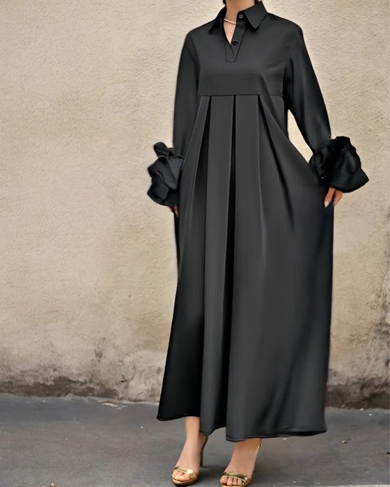 Fashion Shirt Collar Flared Dress