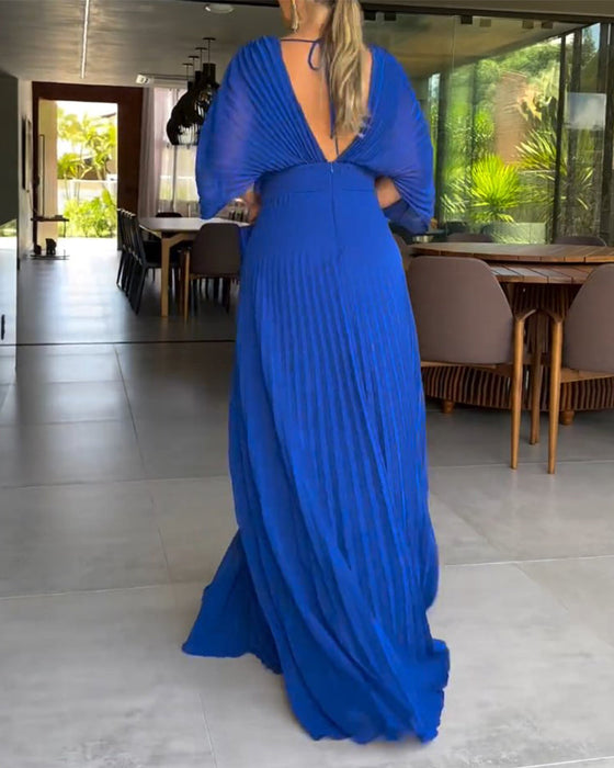 Pleated waist-cinching dress