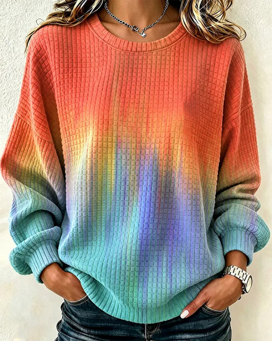 Gradient Tie-Dye Casual Crew Neck Sweatshirt