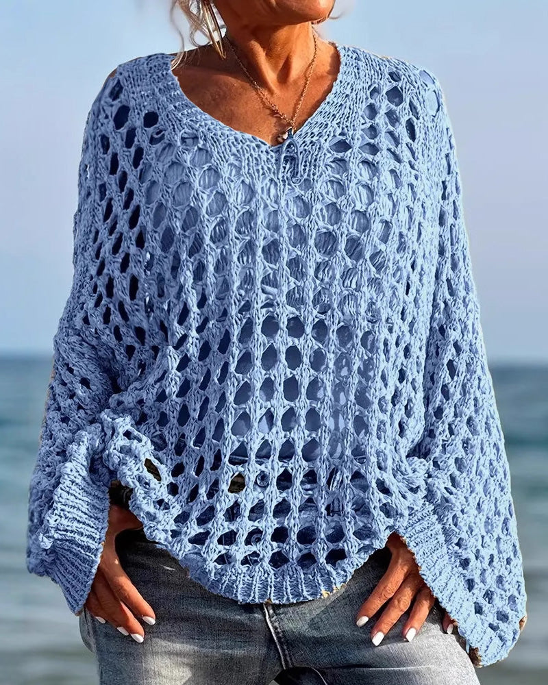 Long Sleeve Hollow Out Pullover