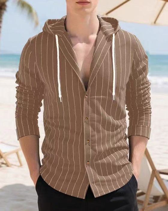Men's Striped Hoodie Shirt