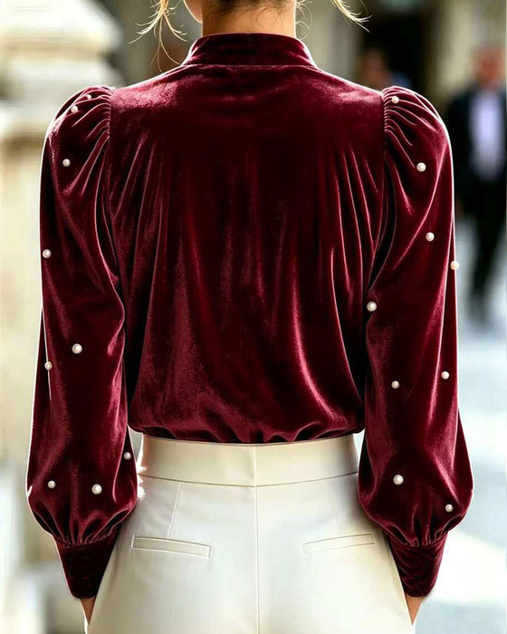 V-Neck Casual Long Sleeve Top