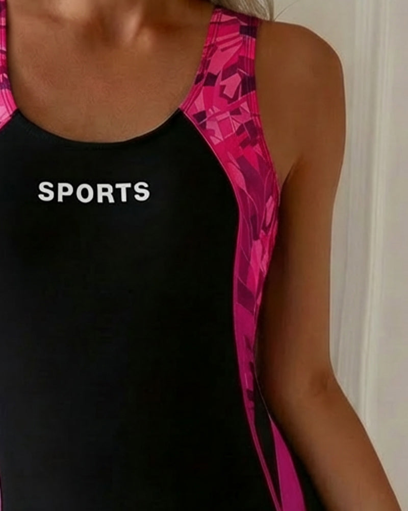 Flat-Angle Sports Vest One-Piece Swimsuit