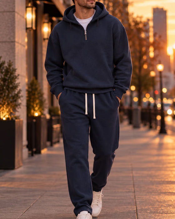 Half-Zip Hooded Sweatshirt Set