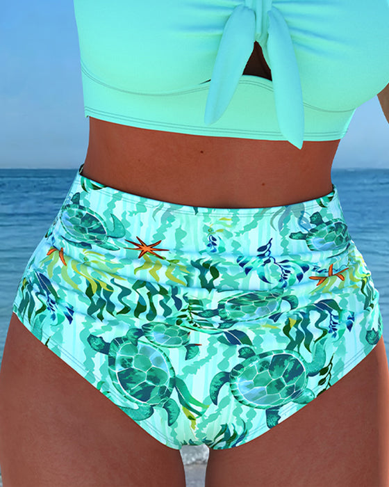 U-Neck Flutter Sleeve Cutout Bikini