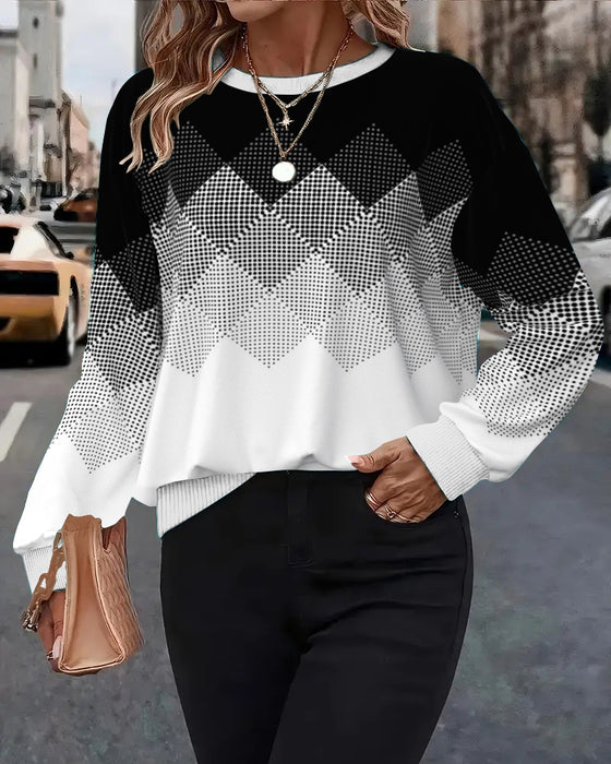 Plaid Print Crew Neck Sweatshirt