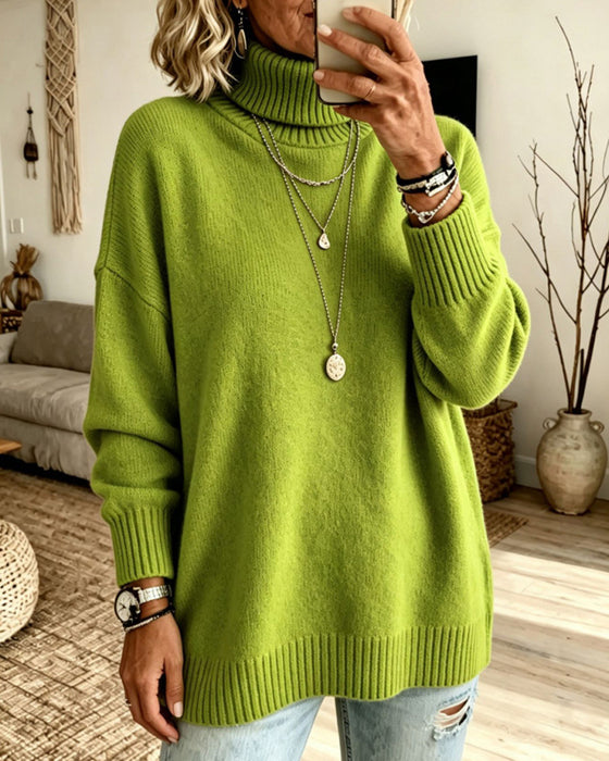 High-Neck Loose Pullover