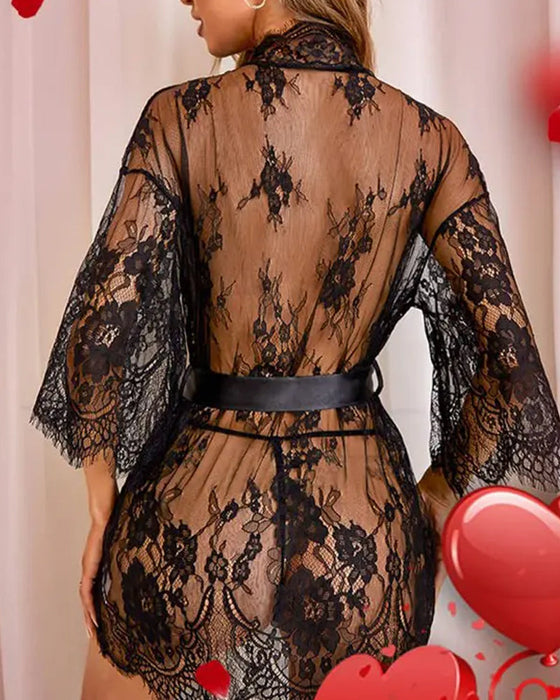 Elegant lace solid color pajamas