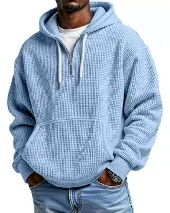 Men's Solid Zip Pullover Hoodie