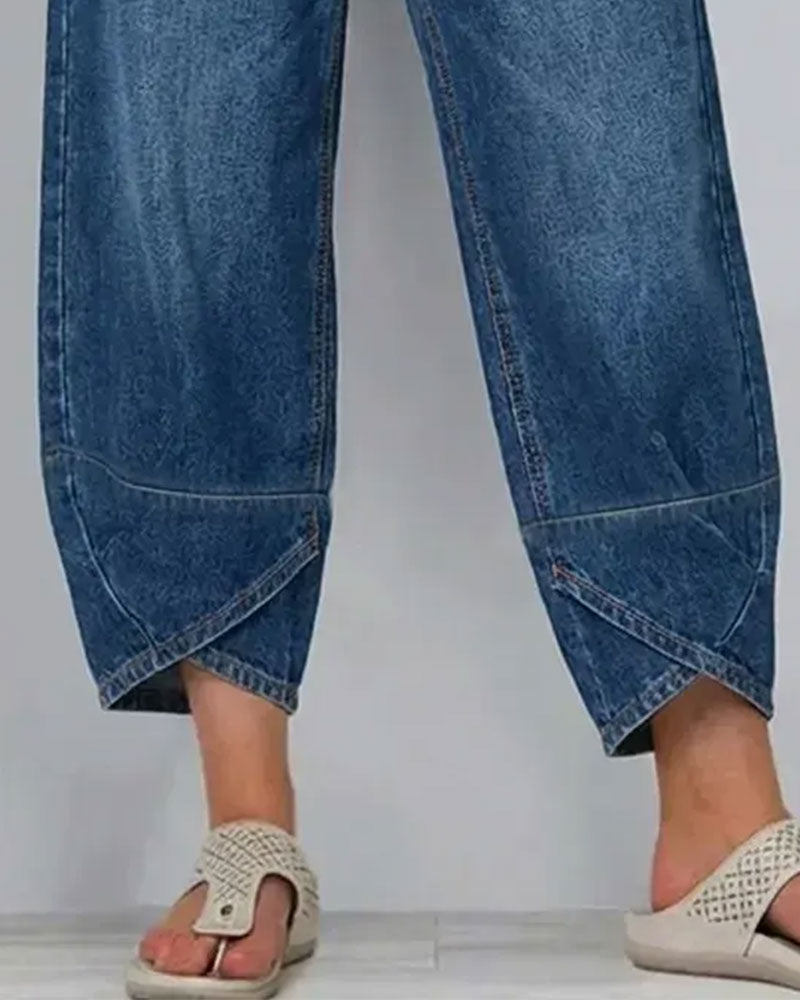 Denim Patchwork Casual Pants