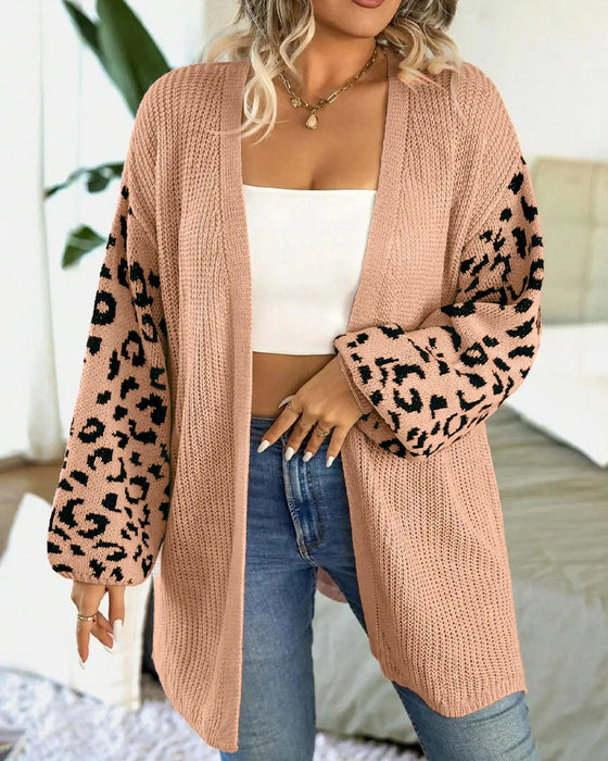 Leopard Print Long Sleeve Patchwork Cardigan