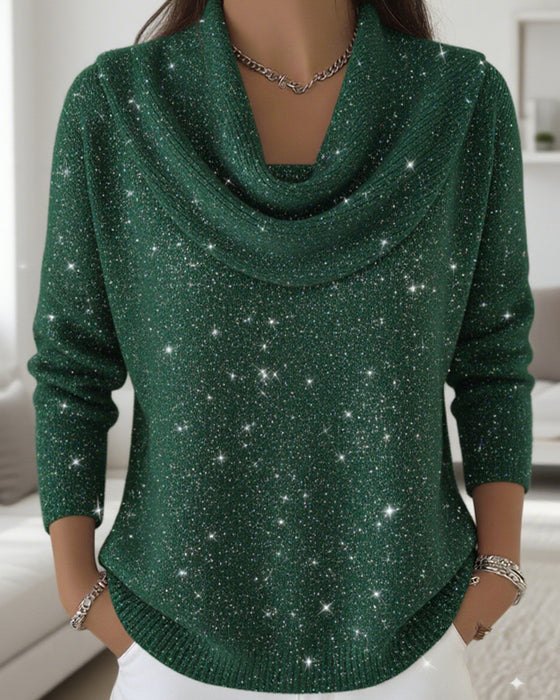 Pile Collar Sequined Sweater