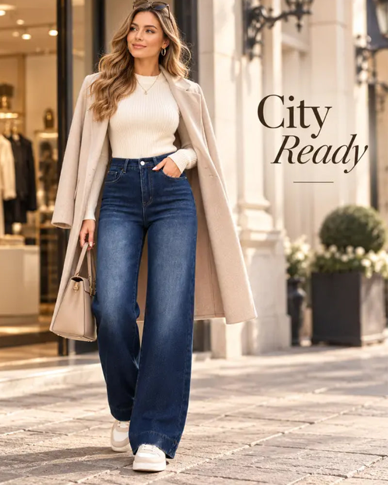 Fleece-Lined Wide-Leg Jeans