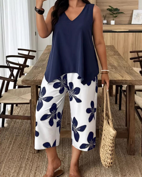 Elegant Print Sleeveless Set