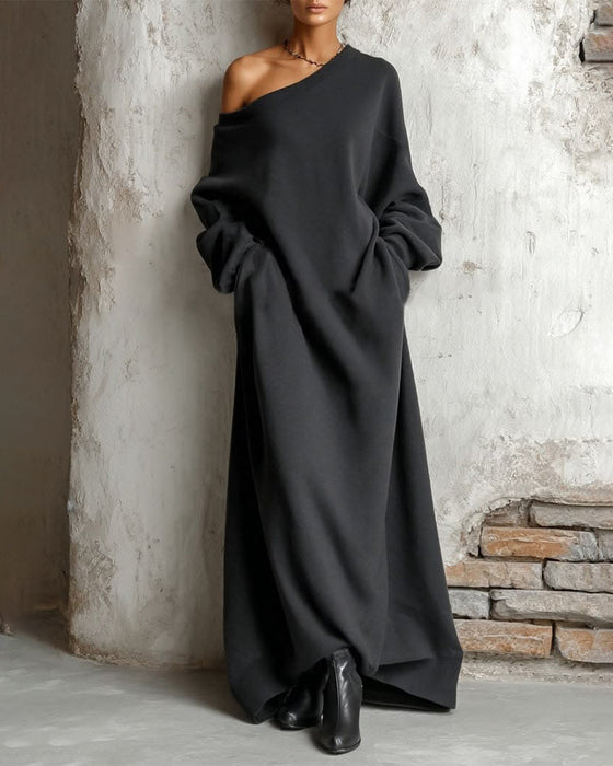 Long Sleeve One Shoulder Dress