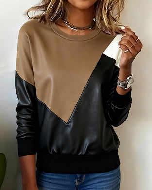 Contrast Color Fashionable Long-Sleeved Sweatshirt