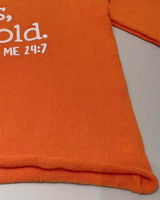 V-Neck Letter Print Loose Casual Sweater