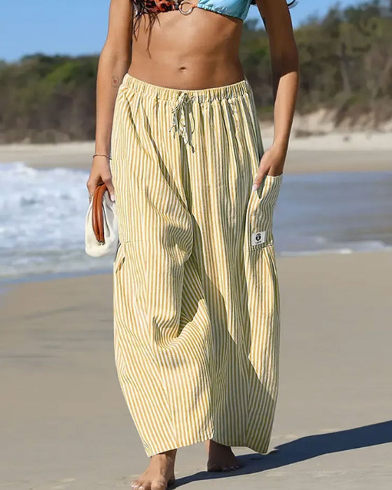 Casual Plaid Print Cropped Pants