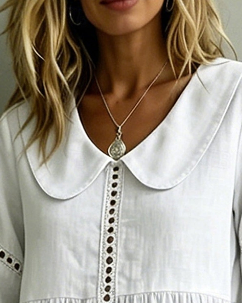 Peter Pan Collar Cut-Out Blouse