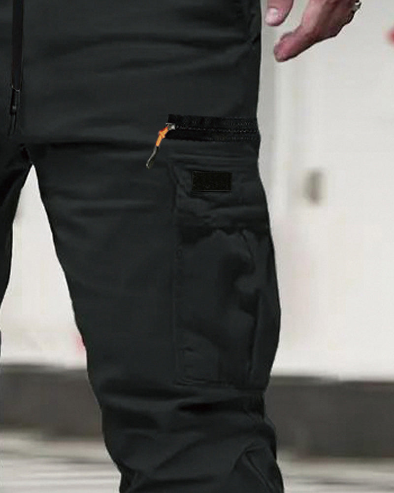 Men's Elastic Cuff Solid Color Relaxed Pant
