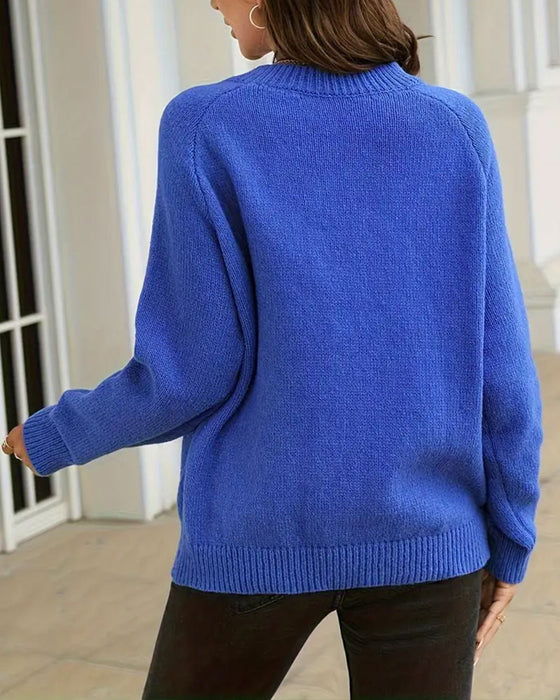 Button-Down Crew Neck Sweater